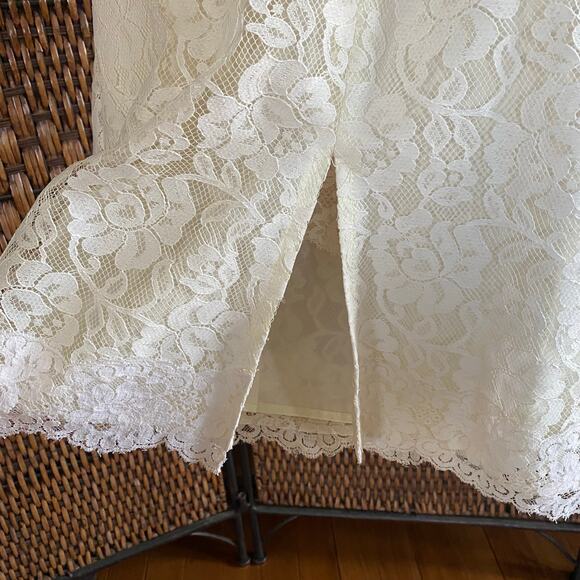 Size XS-S//Vintage 90s Spaghetti Strap Lace Wedding Dress - Picture 5 of 9